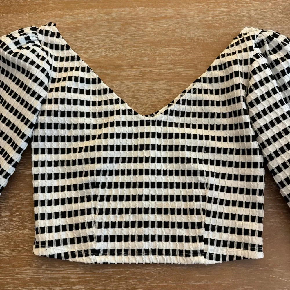 Zara Crop Checkered Women's Top